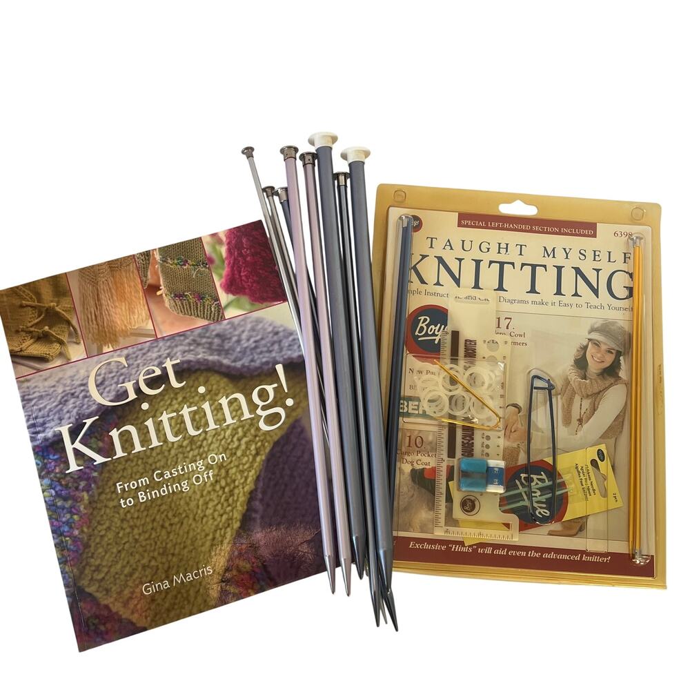 Knitting Kit Learn to Knit Lot Sealed Boye 6398 + Get Knitting Book + 8 Needles